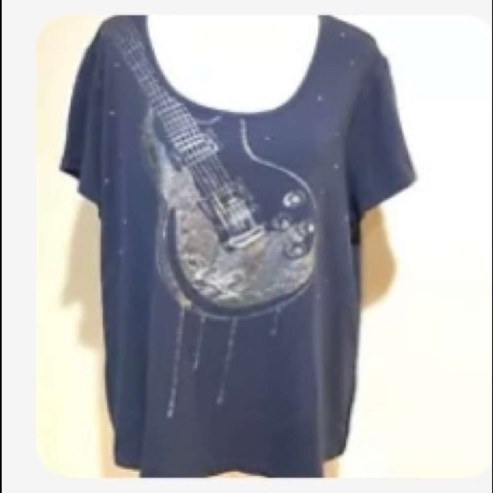 Lane Bryant Guitar Glitter Graphic Tee 22/24